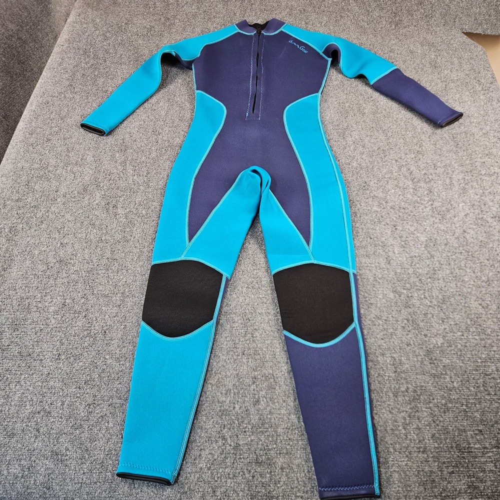 NeoSport AM Gear Wetsuit Medium Blue Navy Full Body Front Zip Scuba Surf Suit
